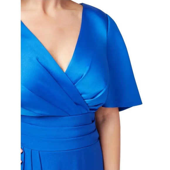 NWT Adrianna Papell Satin Crepe Flutter Dress - size 14W - Picture 3 of 8